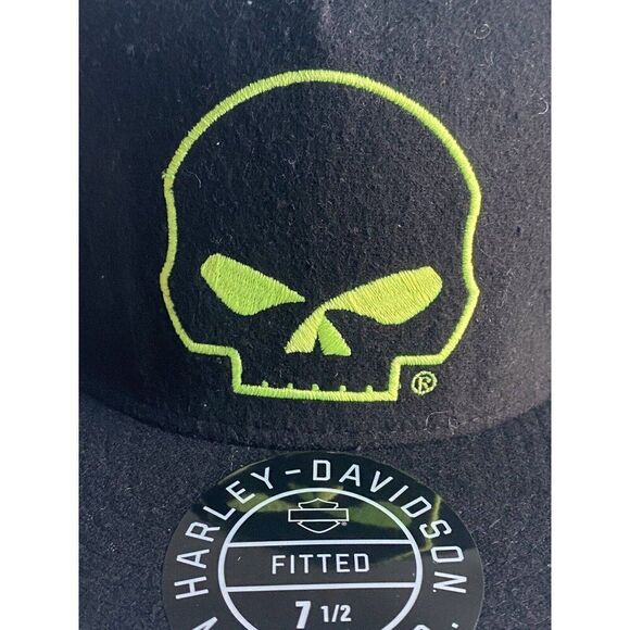 Harley Davidson Willie G Skull Black Hat Cap Ear Flap Fitted Men’s 7 1/2 XL NEW - Picture 4 of 10